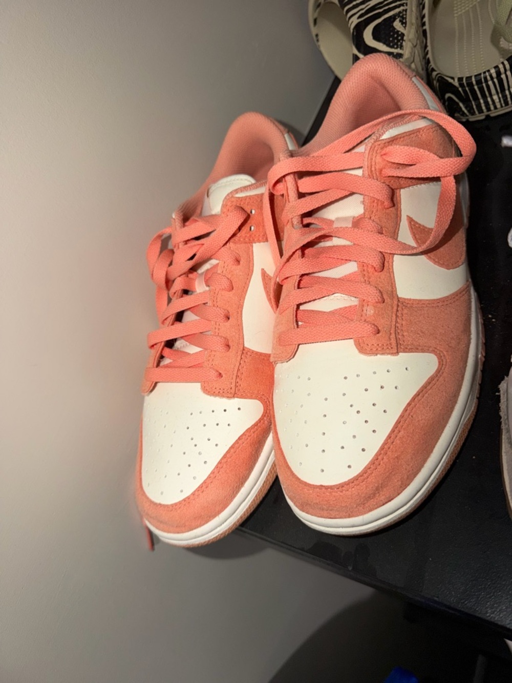 Nike Women’s Coral Pink and White Low-Top Sneakers